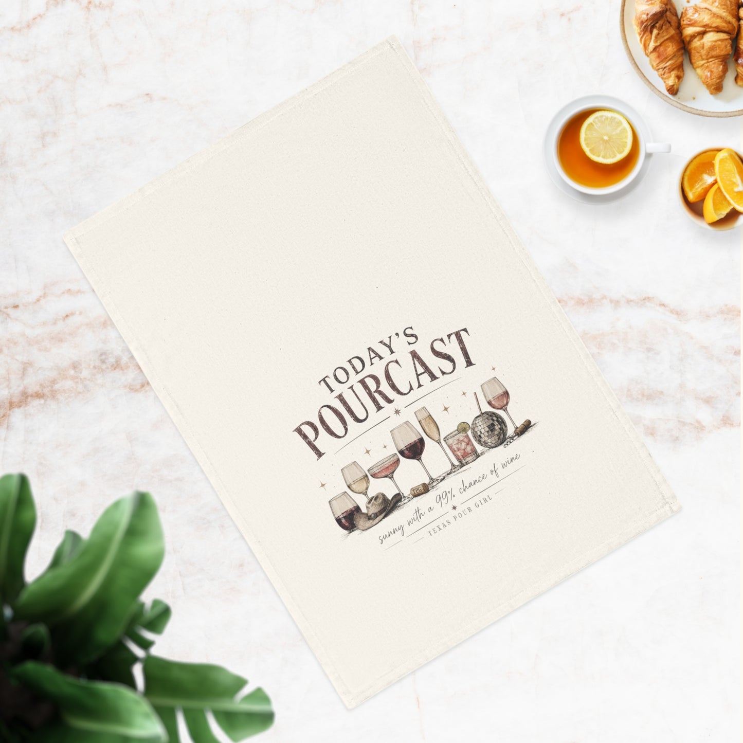 Today's Pourcast Cotton Tea Towel — Wine Glasses & Cheese Kitchen Towel