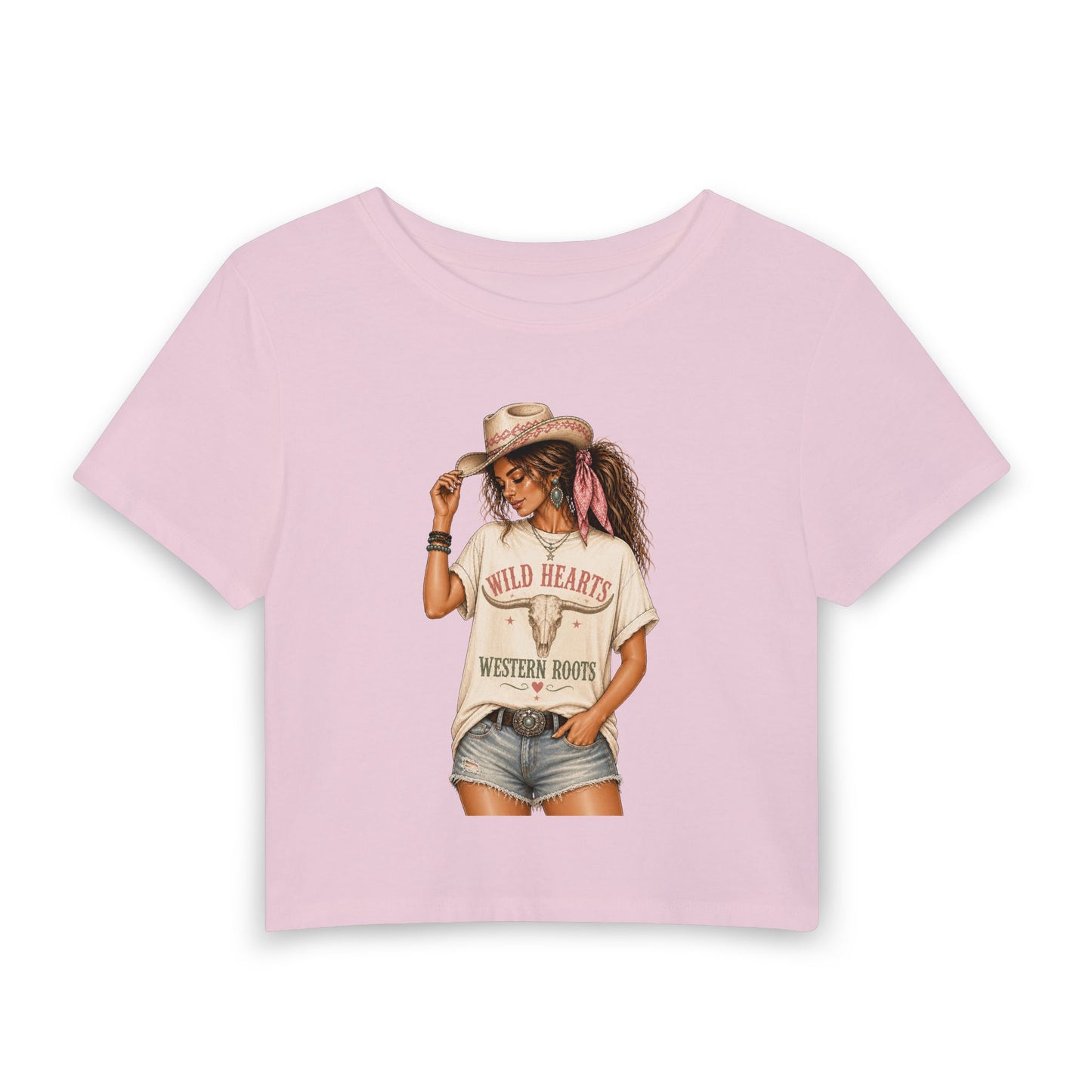 Wild Hearted Western Boots Women's Baby Tee – Cowgirl Graphic Crop Top