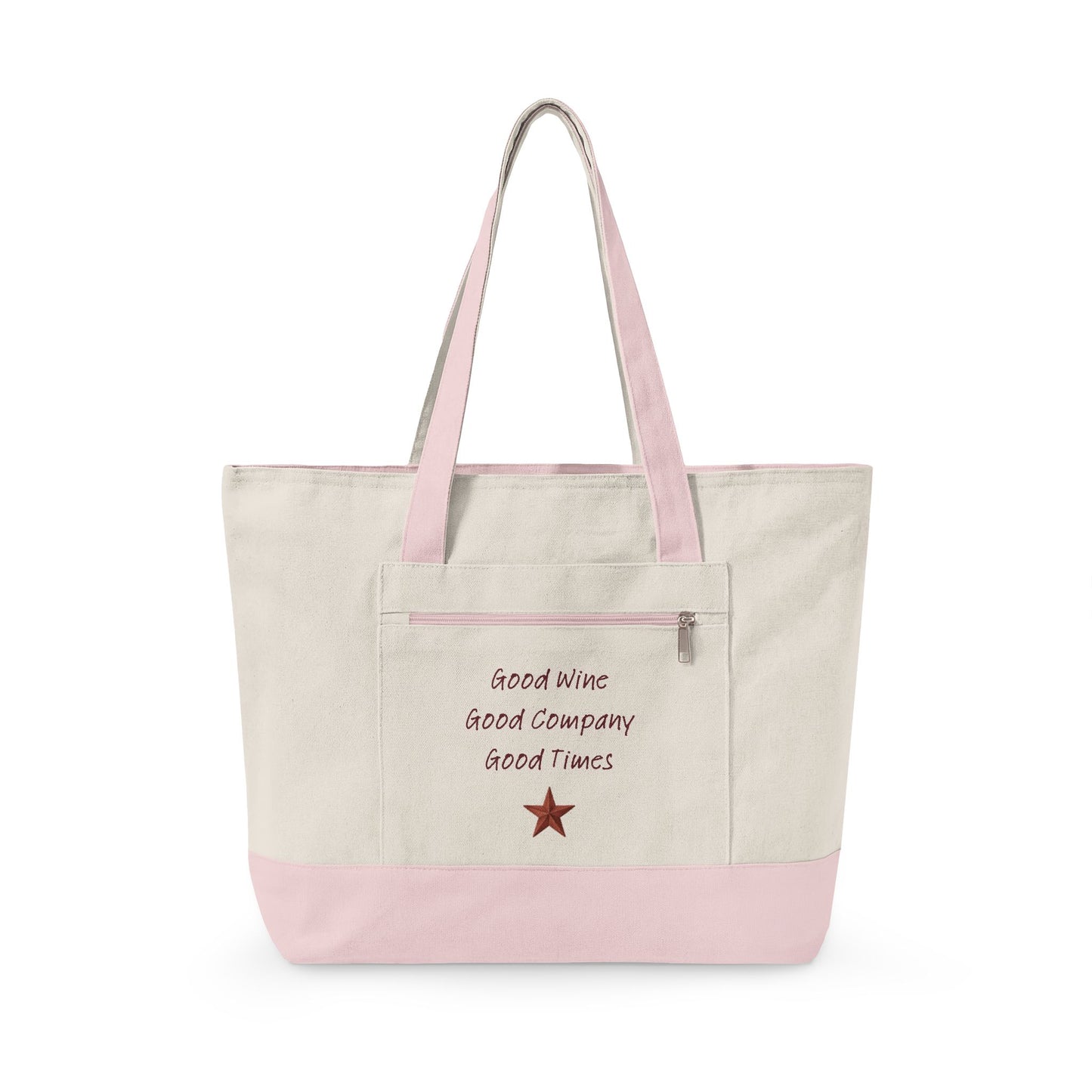 Zippered Canvas Tote — "Good Vibes, Good Company, Good Times" Texas Pride Tote