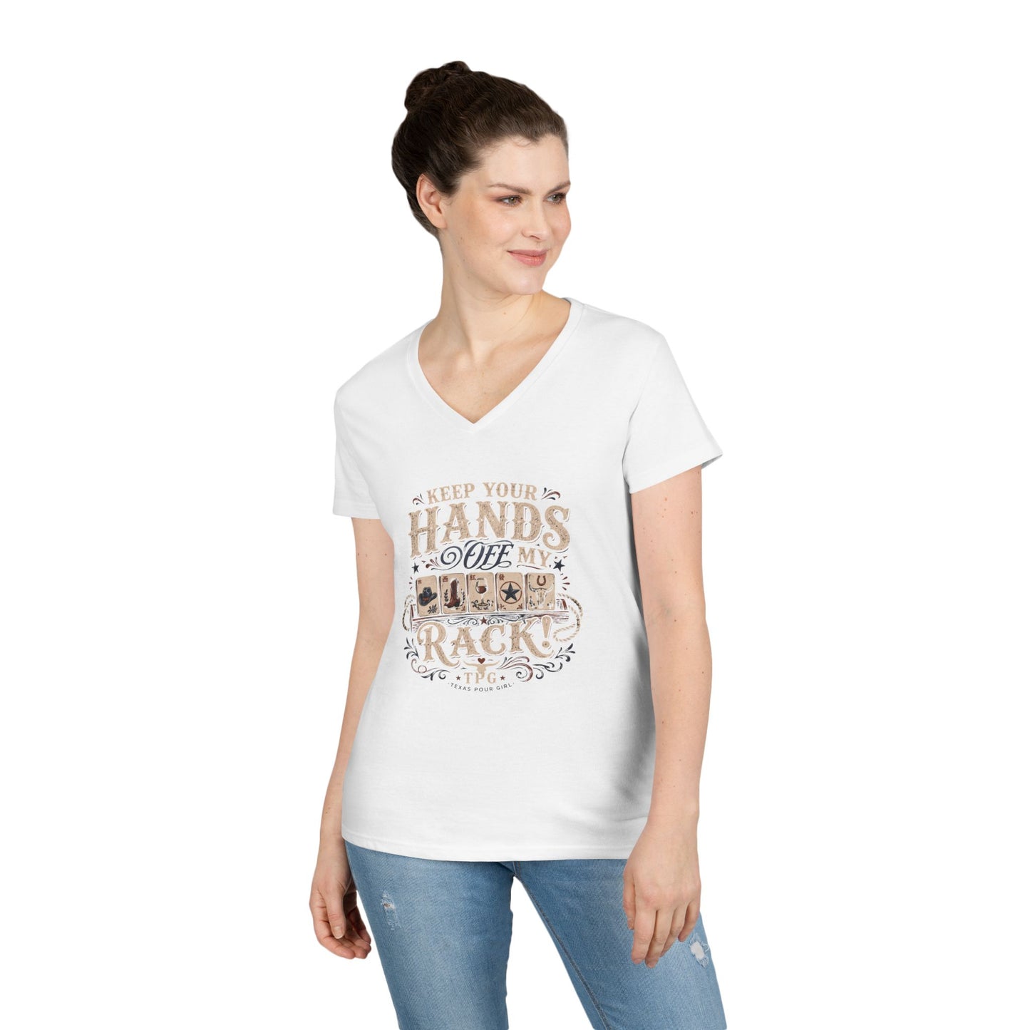Keep Your Hands Off My Rack Ladies' V-Neck T-Shirt