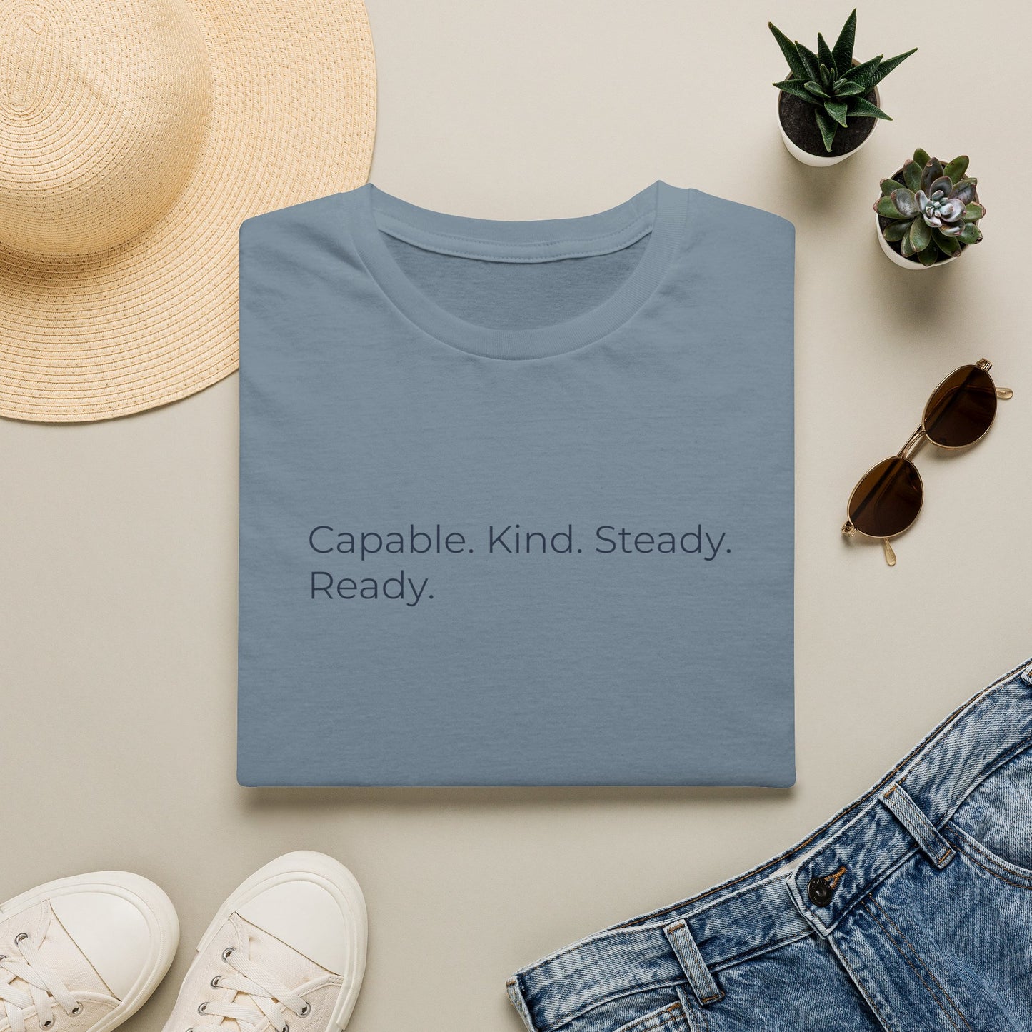 Capable. Kind. Steady. Ready. — Sweet Motivational T-Shirt for Parents Raising Sons