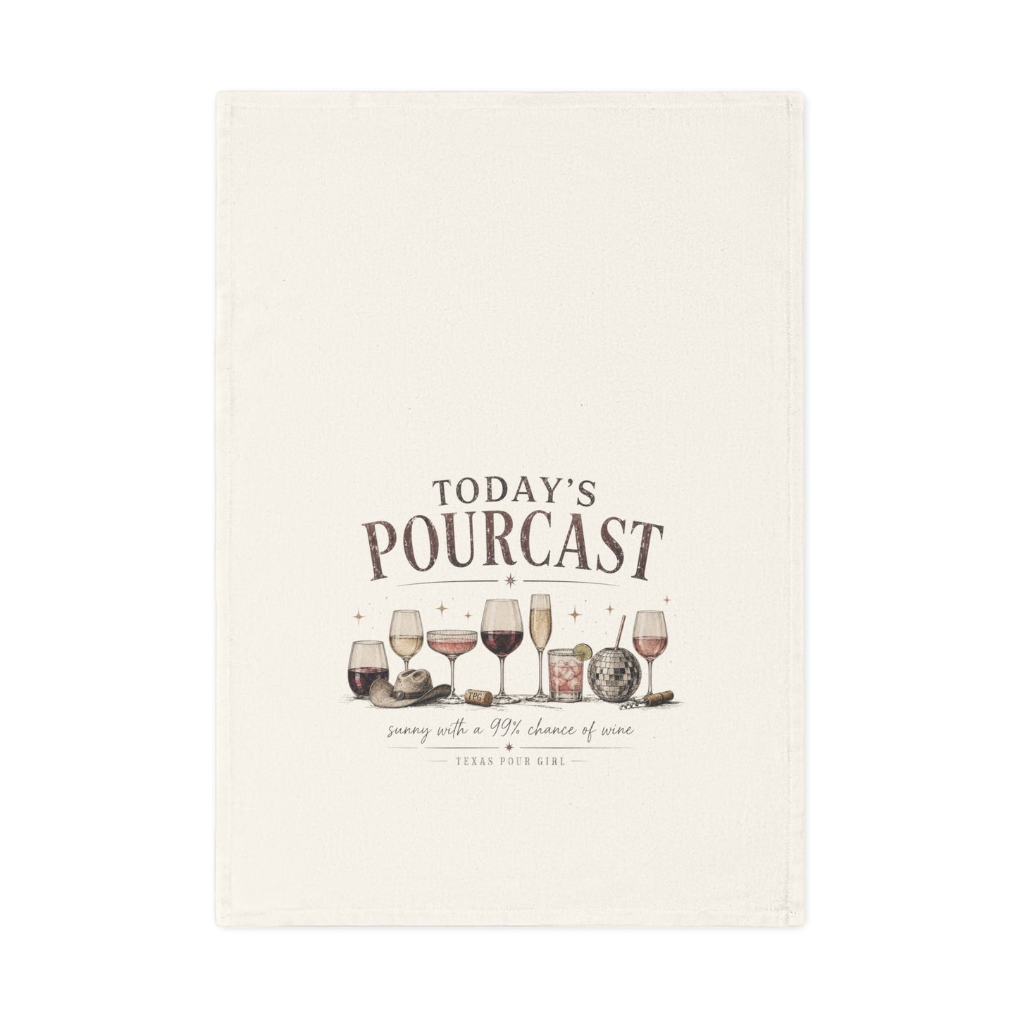 Today's Pourcast Cotton Tea Towel — Wine Glasses & Cheese Kitchen Towel