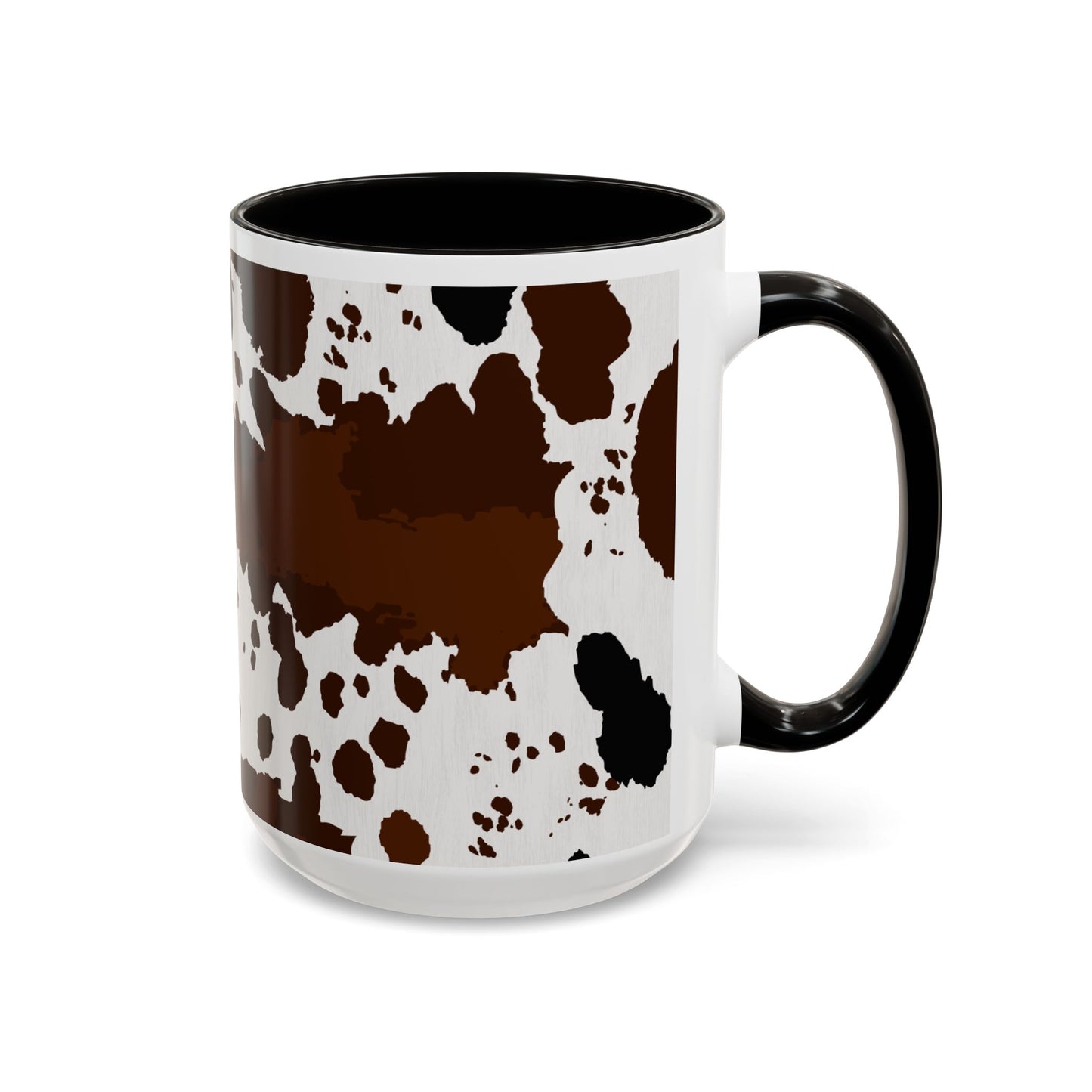 Cow Print Coffee Mug — Brown Cowhide Pattern Ceramic Mug (11oz & 15oz)