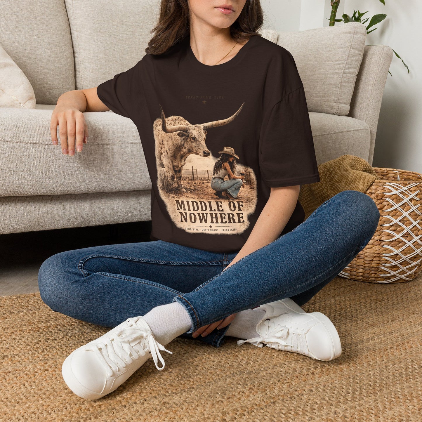Middle of Nowhere Western T-Shirt — Vintage Longhorn & Cowgirl Graphic