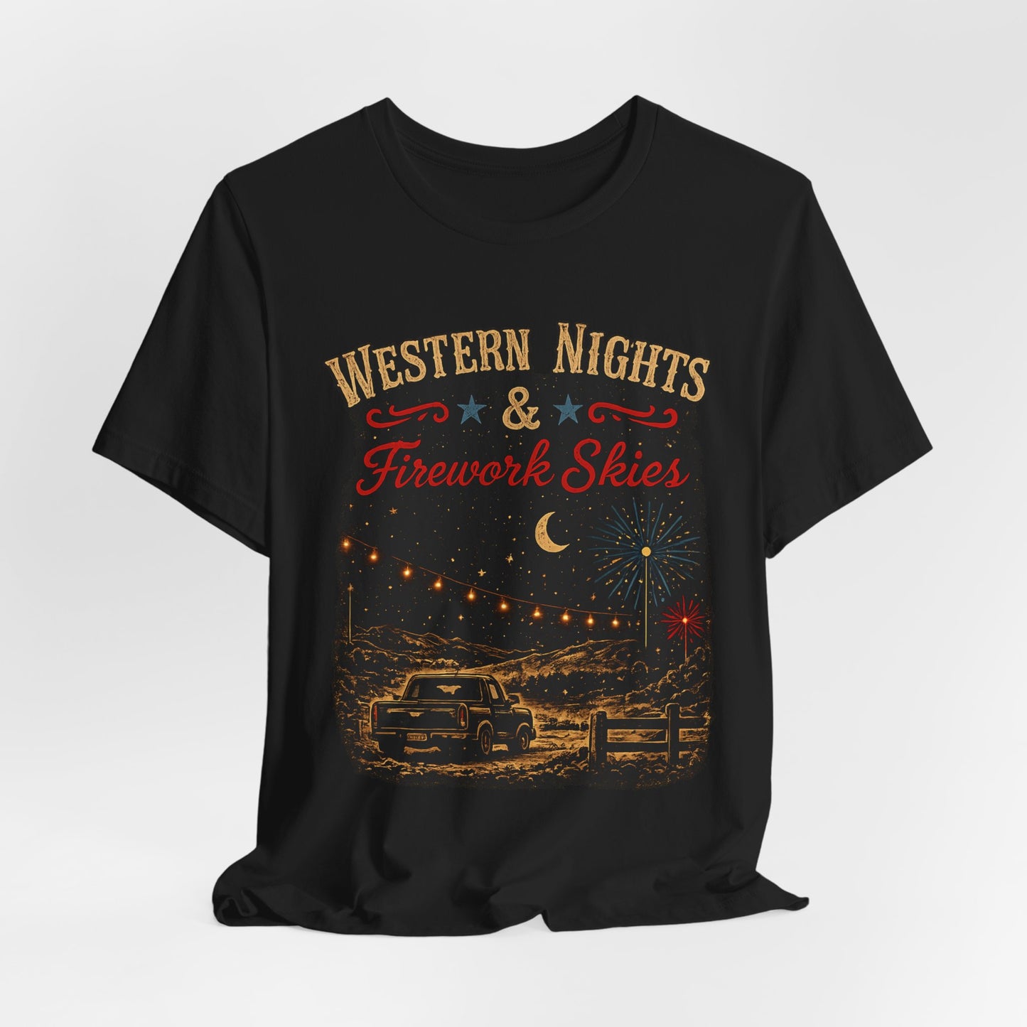 Texas Pour Girl Tee — TPG Western Nights & Firework Skies