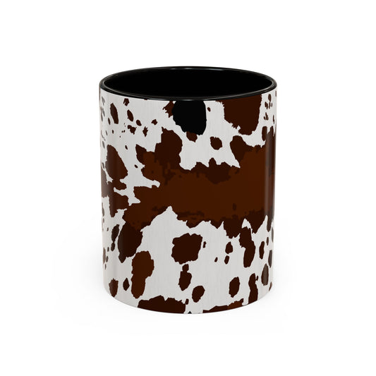 Cow Print Coffee Mug — Brown Cowhide Pattern Ceramic Mug (11oz & 15oz)