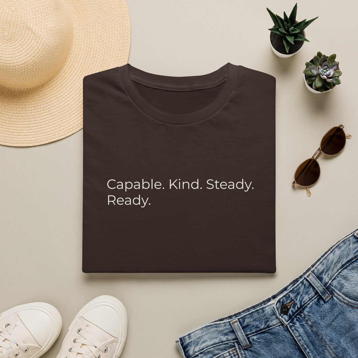 Capable. Kind. Steady. Ready. — Sweet Motivational T-Shirt for Parents Raising Sons