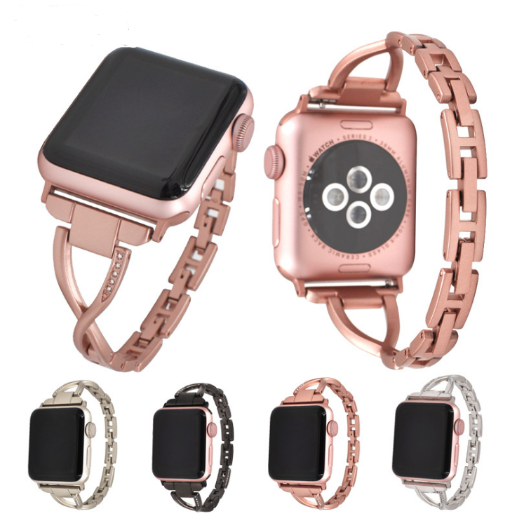 Chic X-link metal Apple Watch band that turns your everyday watch into a statement accessory.