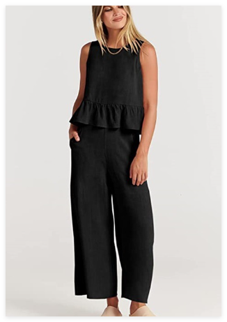 Effortlessly chic two-piece set with a sleek sleeveless top—perfect for elevated everyday style.