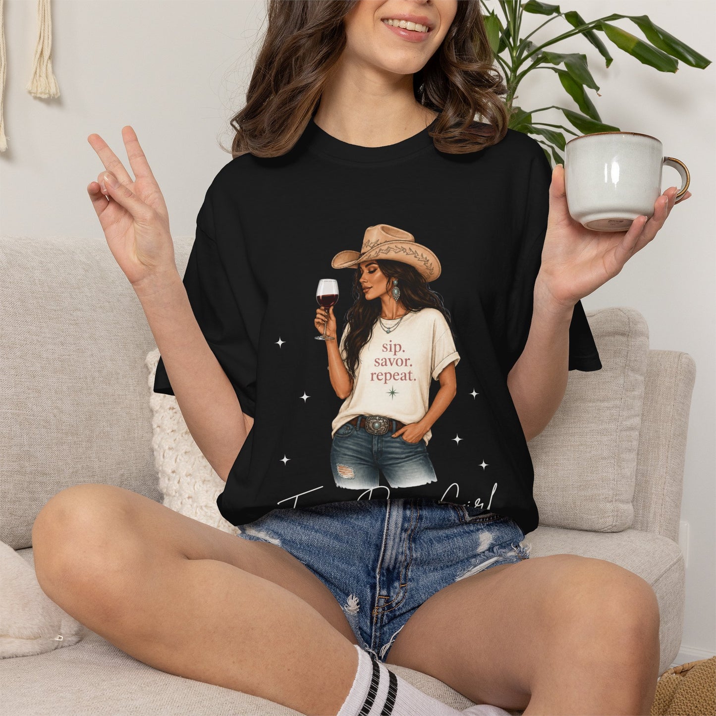 The Midnight Belle | Texas Pour Girl Everyday Girls Tee | Western Wine Shirt Women