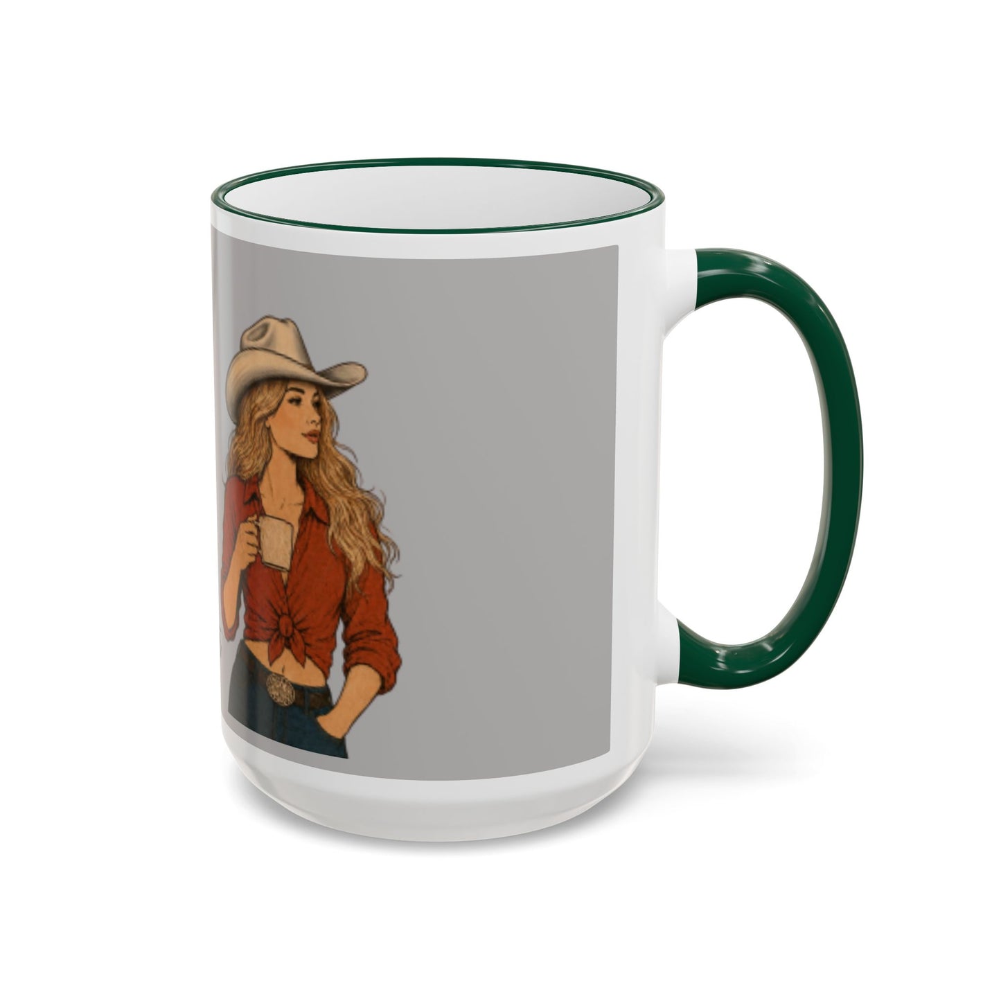 Cowgirl Coffee Mug — “Coffee Now, Cabernet Later” Accent Rim & Handle Mug