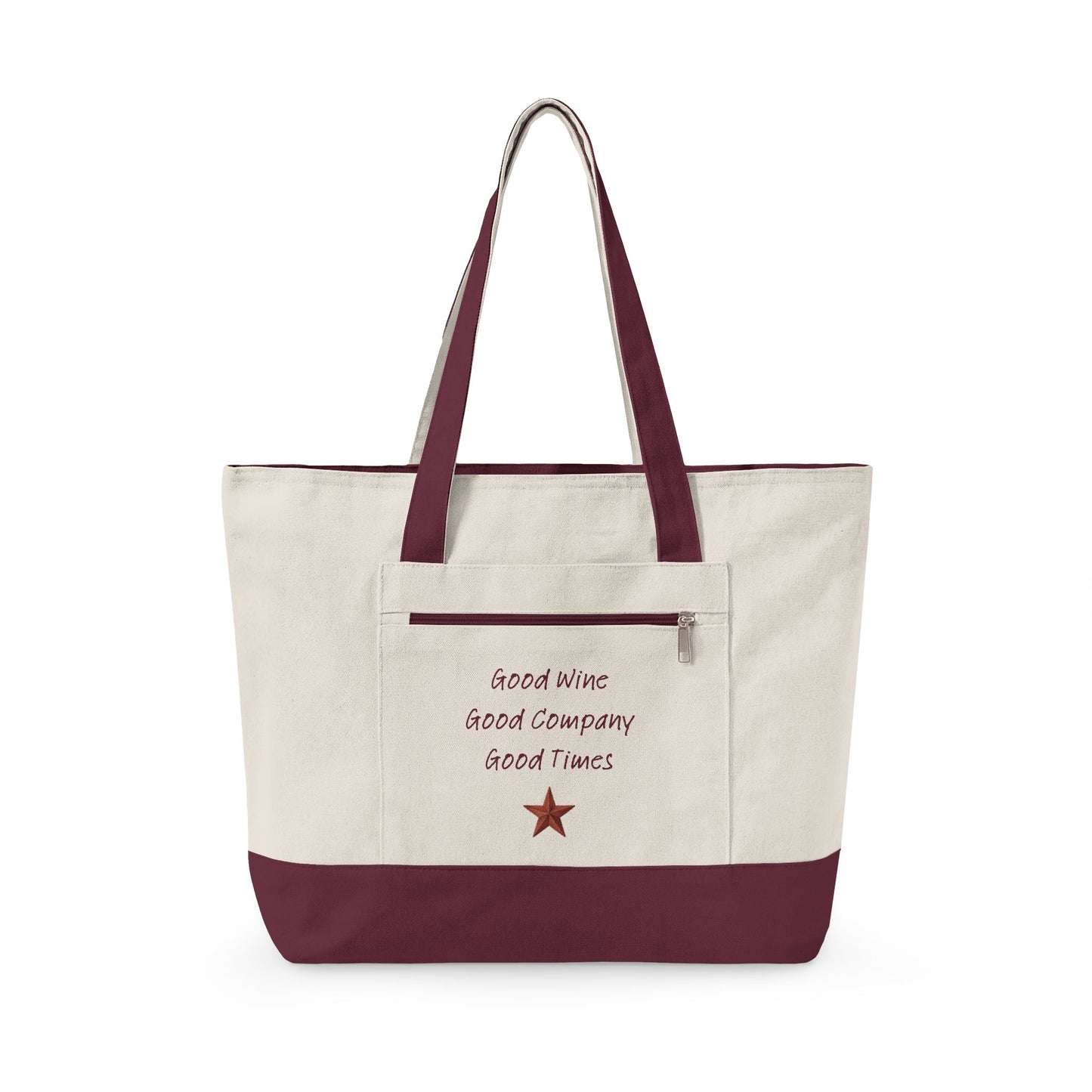 Zippered Canvas Tote — "Good Vibes, Good Company, Good Times" Texas Pride Tote