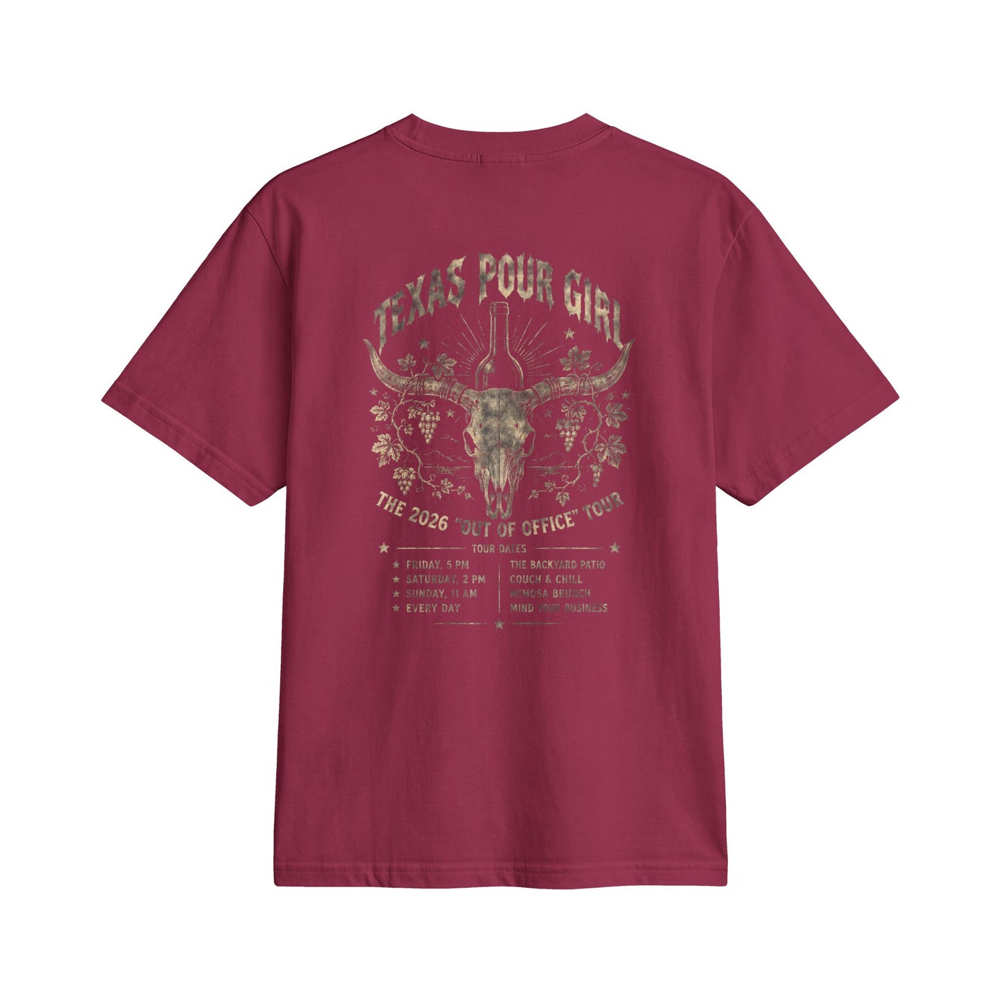 Western Skull Tee — “Texas Pour Girl” Vintage Cowgirl T-Shirt