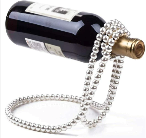 Pearl Necklace Wine Bottle Holder | Decorative Hostess Gift | Unique Wine Decor for Women
