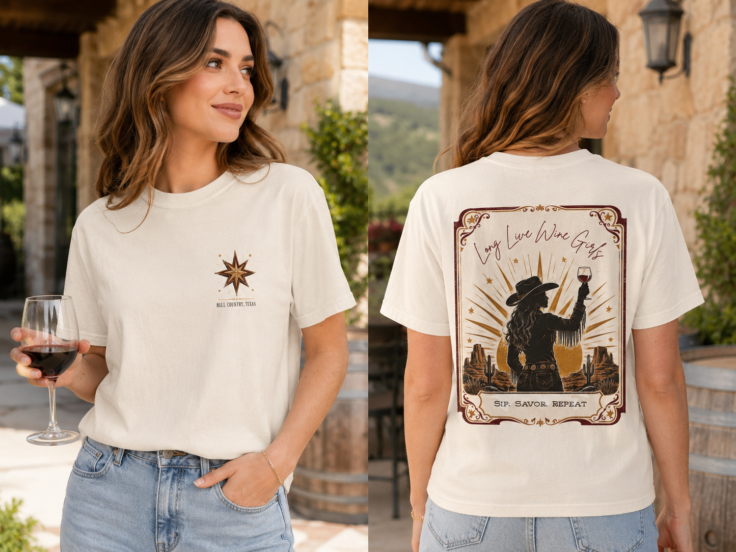 Long Live Wine Girls Shirt | Western Bachelorette Tee | Texas Cowgirl Wine Shirt