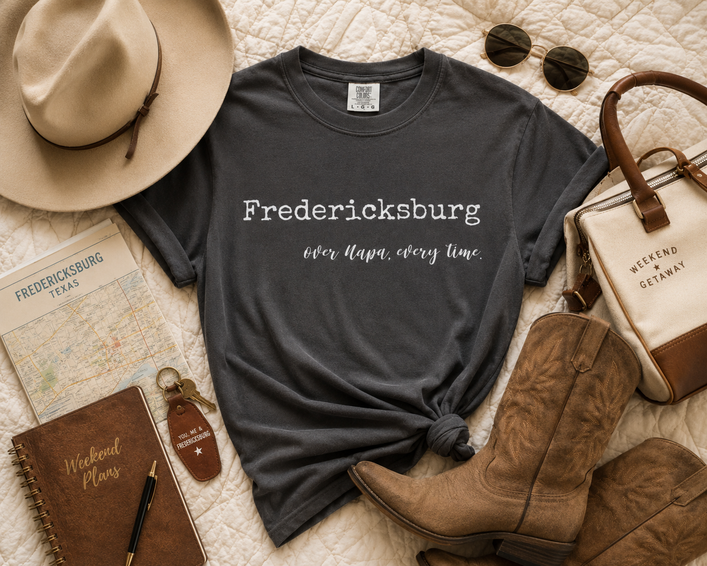 Texas Wine Proud Woman | Comfort Colors Tee - "Fredericksburg Over Napa, Every Time"