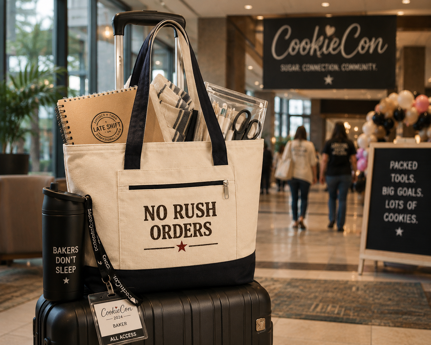 Canvas Tote Bag — "NO RUSH ORDERS" Rustic Star Zippered Tote