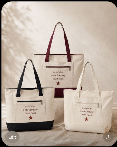 Zippered Canvas Tote — "Good Vibes, Good Company, Good Times" Texas Pride Tote
