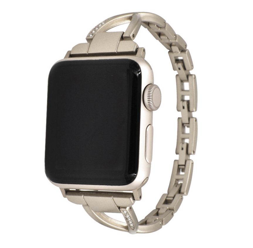 Chic X-link metal Apple Watch band that turns your everyday watch into a statement accessory.