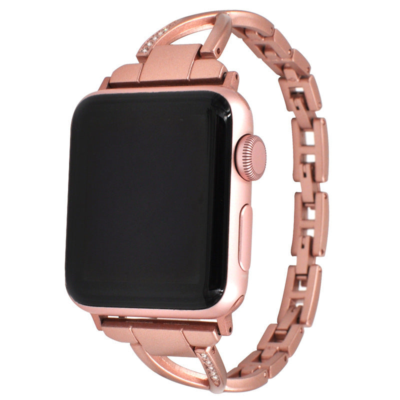 Chic X-link metal Apple Watch band that turns your everyday watch into a statement accessory.