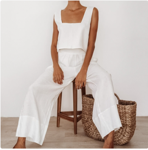 Effortlessly chic two-piece set with a sleek sleeveless top—perfect for elevated everyday style.