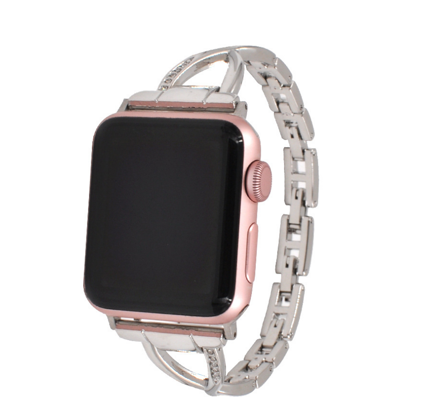 Chic X-link metal Apple Watch band that turns your everyday watch into a statement accessory.